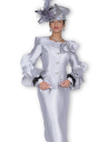 Elite Champagne 6117 silver skirt suit