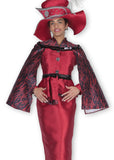Elite Champagne 6121 red cape skirt suit
