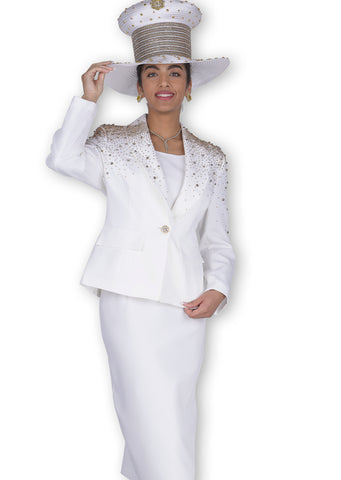 Elite Champagne 6151 off white skirt suit