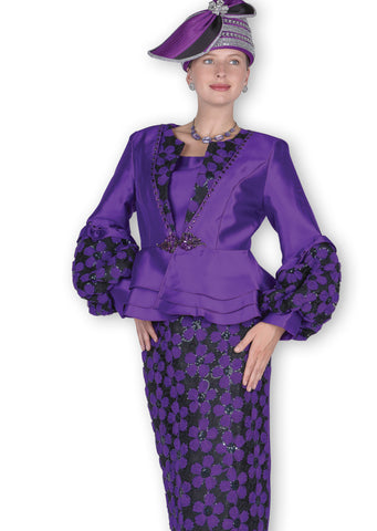 Elite Champagne 6158 purple skirt suit