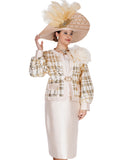 Elite Champagne 6164Gold sequin skirt suit
