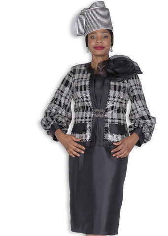 Elite Champagne 6164 black skirt suit