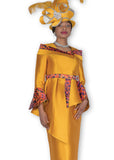 Elite Champagne 6168 gold skirt suit