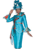 Elite Champagne 6169 teal green skirt suit