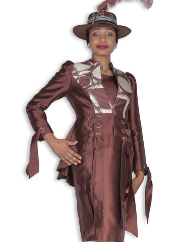 Elite Champagne 6171 brown skirt suit