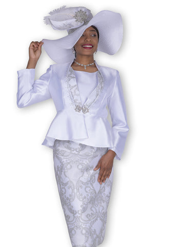 Elite Champagne 6201 white skirt suit