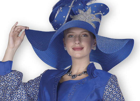 Elite Champagne H6202 royal blue big hat