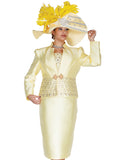 Elite Champagne 6208 banana yellow skirt suit