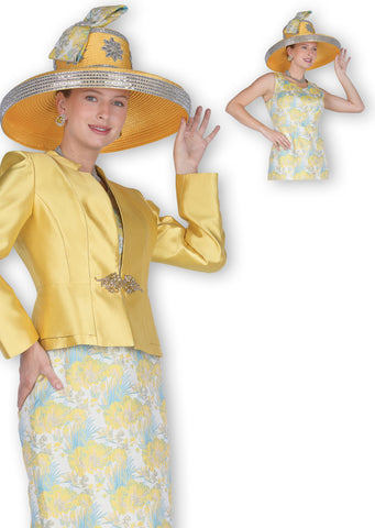 Elite Champagne 6209 brocade gold jacket dress