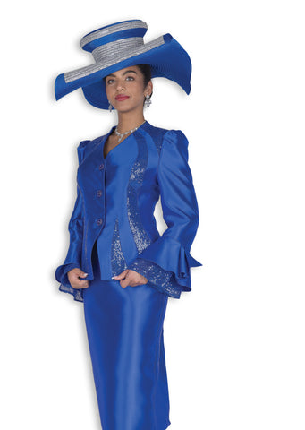 Elite Champagne 6210 royal blue skirt suit