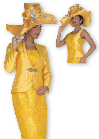 Elite Champagne 6213 gold skirt suit