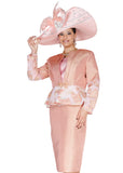 Elite Champagne 6215 peach satin skirt suit