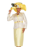 Elite Champagne 6217 banana yellow skirt suit