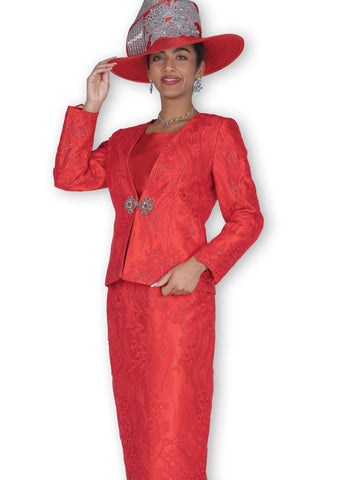 Elite Champagne 6219 red skirt suit