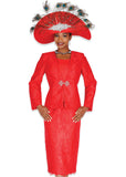 Elite Champagne 6219 red skirt suit