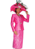 Elite Champagne 6220 fuchsia lace skirt suit