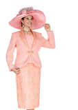 Elite Champagne 6251 pink lace skirt suit