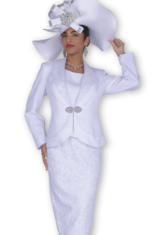 Elite Champagne 6251 white skirt suit