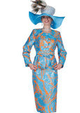Elite Champagne 6256 light blue skirt suit