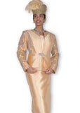 Elite Champagne 6257 gold skirt suit