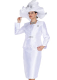 Elite Champagne 6262 white satin skirt suit