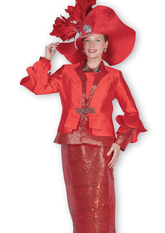 Elite Champagne 6264 red skirt suit