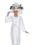 Elite Champagne 6265 white brocade skirt suit