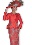 Elite Champagne 6266 red skirt suit