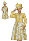 Elite Champagne 6453 brocade gold jacket dress
