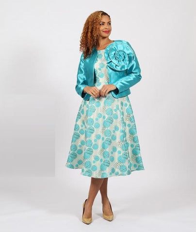 Diana 9062 turquoise blue jacket dress