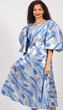 Diana 8749 blue brocade dress