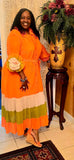Giovanna 2439 orange pleated dress