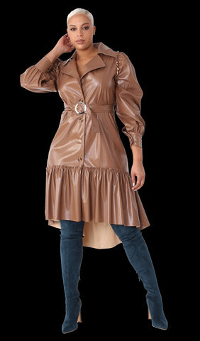 For Her NYC 82045 cognac leather dress