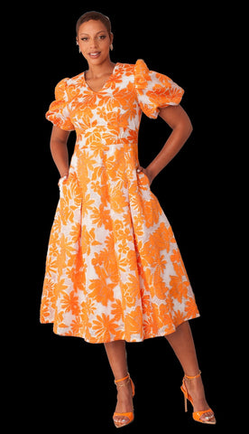 For Her NYC 82186 orange lace dress