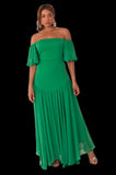 For Her NYC 82315 emerald green cold shoulder maxi dress