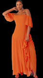 For Her NYC 82315 orange cold shoulder maxi dress