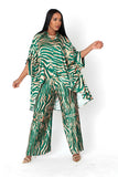 For Her NYC 82797 green animal print pant set