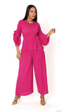 For Her NYC 82909 pink pleated pant suit