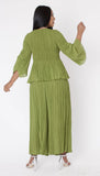 For Her NYC 82909 green pleated pant set