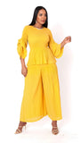 For Her NYC 82909 yellow pleated pant suit