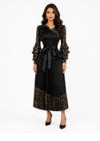 For Her NYC 83459 black pleated maxi skirt set
