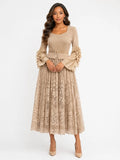 For Her NYC 83463 khaki pleated maxi dress