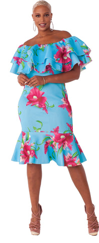 For Her NYC 8437 blue scuba dress