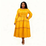 For Her NYC 83023 yellow midi dress