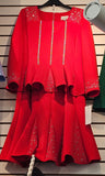 Serafina 4389 red skirt suit