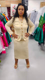 Donna Vinci Knit 13292 gold knit skirt suit