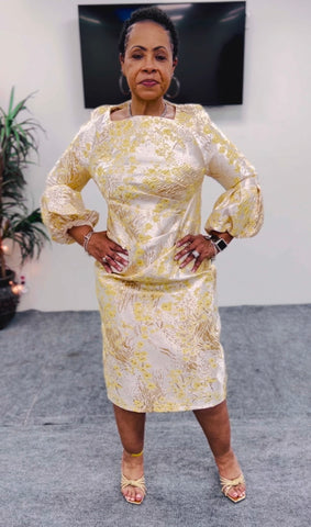 Diana 8861 Gold brocade dress