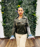 For Her NYC 81827 green leather jacket