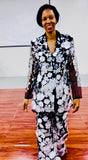 Mesh Floral Blazer Set