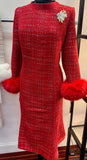Lily & Taylor 5086 Red Boucle Dress